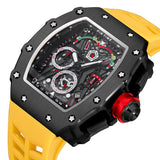 PINTIME Promotion Sale Men Fashion Sport Watch Chronograph Function Stopwatch Red Rubber Strap Auto Date Male Luxury Wristwatch