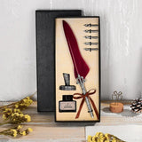 English Calligrap Feather Vintage Advertising ink Dip Water Metal Fountain Pen Set Birthday Gift Box 5 Nibs