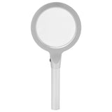 Handheld Magnifying Glass Silver White Ergonomic Handle Metal Large Illuminated Magnifier for Inspection for Seniors for Coins
