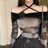 Design Contrast Color Irregular Slim-fit Tight Sun Protection Top