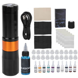 Tattoo Machine Pen Kit Tattoo Motor Pen Set 10 Colors Pigment 2400mah Built In Battery Liner Shader for Tattoo Training Center