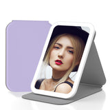 PU Leather Vanity Mirror 3 Colors Light Modes Travel Makeup Mirror  360°Rotation Lighted Cosmetic Mirror with Adjustable Stand