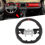 Nappa Perforated Leather Customized Steering Wheel Fit for Jeep Wrangler JL JLU 2018 2019 2020 2021 Red Auto Accessorie