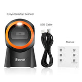Eyoyo Platform Hands-Free 1D 2D Desktop Scanner QR Bar code Scan Reader Support Screen Scanning for Warehouse, Supermarket, Retail Store, Bookstore Pos System