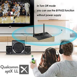 80M Bluetooth 5.0 Transmitter Receiver Aptx HD LL Low Latency Wireless Audio Adapter 3.5mm AUX RCA Jack for PC TV Headphones