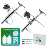 2ml/5ml Automatic Livestock Continuous Metal Syringe Veterinary Equipment With Bottles Vaccination Double vaccine bottle