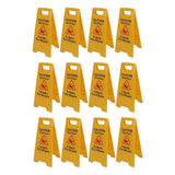 12Pcs Wet Floor Sign Foldable A Frame Caution Floor Sign Plastic 2 Sided for Indoor Outdoor