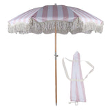 Patio Umbrella with Fringe 8 Fiberglass Ribs UV Proof Large Outdoor Table Market Umbrella for Garden Deck Backyard Pool Striped