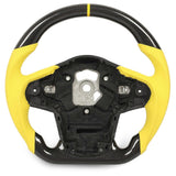 Carbon Fiber Steering Wheel Yellow Stitching Perforated Leather for GR Supra A90 J29 2020 to 2023