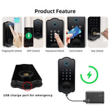 Smart Door Lock Water Resistant Auto Lock 5 in 1 for TTlock App IC Card 150 Codes Electronic Fingerprint Door Lock with Handle Lever Set for Front Do