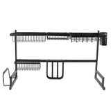 85cm Sink Dish Drying Rack Stainless Steel Draining Storage Shelf Organizer Kitchen Supply Black