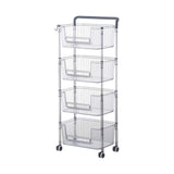 Rolling Storage Cart Stable Stylish Multifunctional Rugged Mobile Storage Organizer Trolley for Home 4 Tier