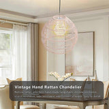 Rattan Lamp Pendant Light Vintage Hanging Lamp Shades E27 Living Room Dining Room Home Decor Cafe Re