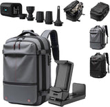 (Grey vaccum) Backpack, Vacuum Backpack Travel, 60L Expandable Backpack with Vacuum Compression (Black+Vaccum)