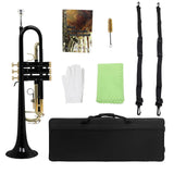 (Black) Brass Student Trumpet Bb Trumpet with Case Professional Trumpet Musical Instruments for Beginner or Advanced Student  Black