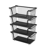 Pack of 4 Stackable Metal Kitchen Bins Storage Containers for Refrigerator Organization and Countertop Produce Storage