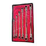 for Extra Long Flex-Head Double Box End Ratcheting Wrench Set Metric 6-Piece 8-19mm Chrome Vanadium Steel Hand Repair To