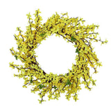 Winter Jasmine Handmade Simulation Garland Wreath Rattan Decoration Hanging Ornament for Home Wedding Shop Door Wall (45CM Yellow)