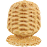 Rattan Mannequin Head Stand Hat Wig Display Holder Handmade Wicker Showcase Rustic Cap Rack Lightweight Stable Base Unique Vine Woven Design for Home
