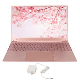 15.6in Laptop for N5095 CPU Pink Mini Laptop for Win11 with Fingerprint Keypad Backlight Keyboard