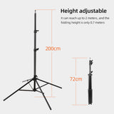 Adjustable 200cm 4-Leg Metal Tripod Stand 1/4 Inch Screw for Studio Reflector Softbox LED Video Ring Light