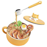 304 Stainless Bowlsteel Anti-Scalding Instant Noodle Bowl Dustproof Ramen Meal Salad Lunch Box Separate Noodles From Soup Water