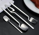 304 Stainless Steel Wall Hanging Steak Knife Fork Spoon Western Tableware Household Sanding Hanging Cup Coffee Dessert Spoon Fou