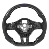 Carbon Fiber Steering Wheel Nappa Perforated Leather Fit for MK6 GTD/R 2009-2013 Blue Stitching