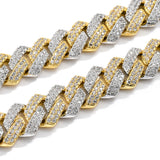 European And American 14mm Strip Dense Cuban Chain Micro-inlaid Zircon