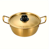 1pc Korean Ramen Noodle Pot, Stainless Steel Stockpot Soup Cooking Pot With Lid, Nonstick Saucepan Small Pasta Pot