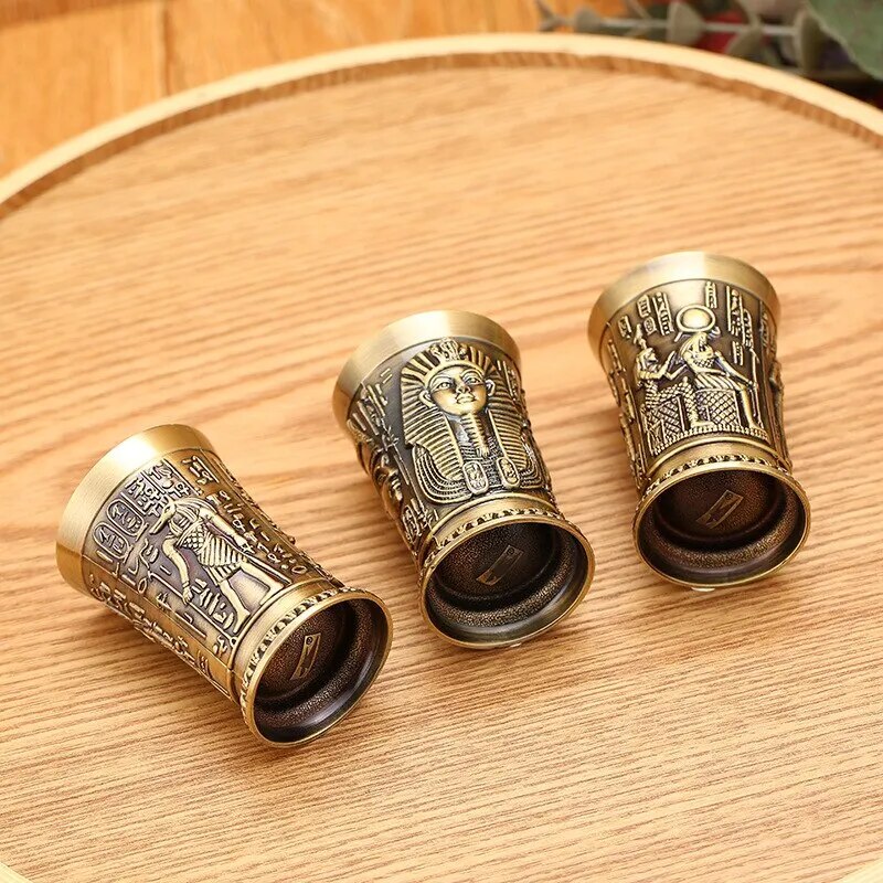 30ML Shot Glass Metal Vintage Egyptian Chalice Creative Wine Shot Glasses Personalized Sip Glass Used for Tequila Vodka Cocktail