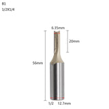 1/2 1/4 Trim Router Bit Wood Slotted Knife Carbide End Mill Straight Flute Bit