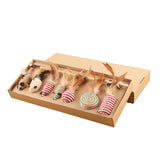7Pcs Pet Cat Toys Wood Rod Rope Weaving Mouse Funny Cats Toy Pets Interactive Toys Kitten Mouse Fishing Game Toys Cat Play Toy