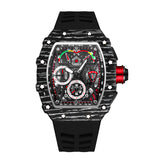 PINTIME 2023 Hot Men's Watch Fashion Marbling Case Leather Strap Quartz Watches Sport Waterproof Chronograph Wristwatch Relogio