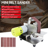 25MM/30MM Mini Belt Sander Electric Grinding hine 7 Speed 10 Sanding Belts for Polishing Wood Acrylic Metal