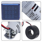2PCS Current Voltage Hertz Meters Digital 3In1 22Mm Voltmeter Ammeter Hz Meter Current Frequency Indicator AC 60-500V