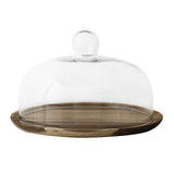Glass Dome Wood Tray Cake Storage Holder Dessert Display Wood Plate Cupcake Plate