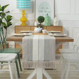 Vertical Stripe Rustic Runner With Tassels Linen Cotton Coffee Dining Table Cloth Runners Long Non Slip