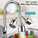 Flexible accessories for faucet leek dispenser, 360 ° kitchen sink aerator expander, 2 flow modes, water-saving and impermeable, 1 unit
