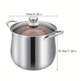 1pc Stainless Steel Stock Pot (22.0cm), Large Stockpot, Soup Pot, Kitchen Utensils, Kitchen Gadgets, Kitchen Accessories