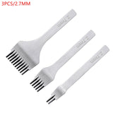 3PCS/Set 2.7/3.0/3.38/3.85MM Steel Flat Leather Chisel Oblique Flat Cut Leather Tools Craft Hole Punch Kit DIY Tool 2/5/10 Teeth