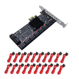 (Red) Pci for Express x1 SATA Cards with Self-identified 20 ports, No Need to Drive