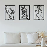 Metal carving, artistic female wall line, hanging on 3PC at home