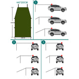 440*200Cm Sun Awning Camping Use Pergola Outdoor Tail Suv Side Tent Canopy Car Accessories