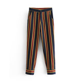 Temperament striped casual suit jacket striped trousers