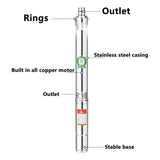 220V 1.2KW Large w Household Stainless Steel Deep High Lift Clean Water Pump All Copper Motor For Well Agricultural