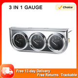 52MM Fahrenheit Water Temperature Voltmeter Chrome 3 in 1 Gauge Kit Car Motorcycle Meter Oil Pressure Sensor
