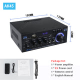 AK45/AK35 800W Home Power Amplifier 2 Channel Bluetooth 5.0 Mini Hifi Digital Stereo Sound Amplifier Support FM USB SD Mic input