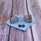 Handmade Men's Wood Bow Tie And Hankerchief Set With Wooden Case