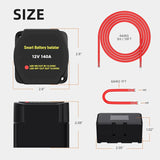 Kit 12V 140Amp Waterproof Voltage Sensitive Relay Smart Dual Battery Isolator for Marine Truck ATV UTV RV